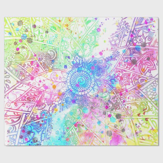 Niedliche Blume handgezeichnetes Design Aquarellfa Geschenkpapier (Flach)