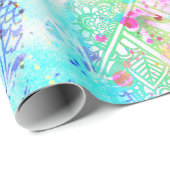 Niedliche Blume handgezeichnetes Design Aquarellfa Geschenkpapier (Rolleneckpunkt)