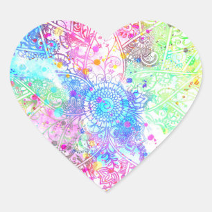 Niedliche Blume handgezeichnetes Design Aquarellfa Herz-Aufkleber