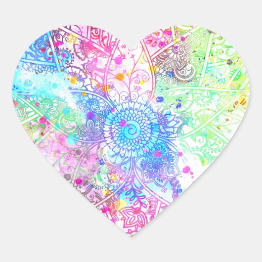 Niedliche Blume handgezeichnetes Design Aquarellfa Herz-Aufkleber (Vorderseite)