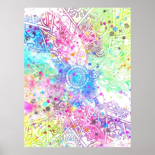 Niedliche Blume handgezeichnetes Design Aquarellfa Poster (Vorne)