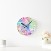 Niedliche Blume handgezeichnetes Design Aquarellfa Runde Wanduhr (Zuhause)