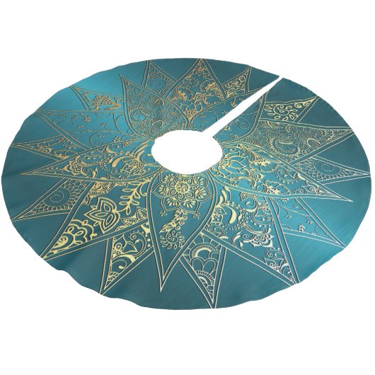 Niedliche Blume handgezeichnetes Design Polyester Weihnachtsbaumdecke (Schrägansicht)