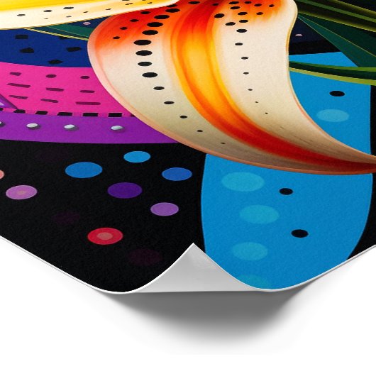 Niedliche Blume in Abstrakten Formen Poster (Ecke)