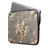 niedliche Blume in Creme und Rosa Blätter Muster Laptopschutzhülle (Vorderseite Links)