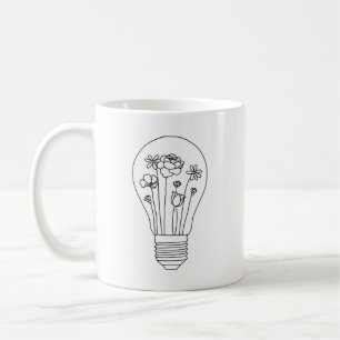 Niedliche Blume in der Glühbirn-Kaffee-Tasse Kaffeetasse
