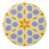 Niedliche Blume in Gelb und Blau auf Girl Floral Keramikknauf (Vorderseite)