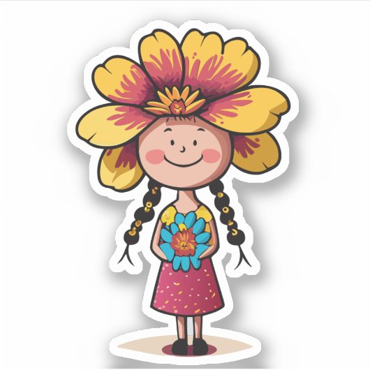 Niedliche Blume Kids Cartoon Aufkleber (Vorderseite)