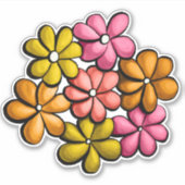 Niedliche Blume Kinder Farbige Tinte Zeichnend Aufkleber (Vorderseite)