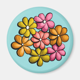 Niedliche Blume Kinder Farbige Tinte Zeichnend Magnet
