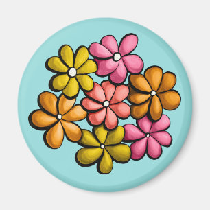 Niedliche Blume Kinder Farbige Tinte Zeichnend Magnet