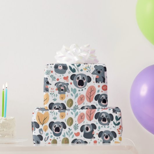 Niedliche Blume koalas Tiere Bäume Wrapping Paper Geschenkpapier (Partygeschenke)