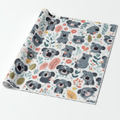 Niedliche Blume koalas Tiere Bäume Wrapping Paper Geschenkpapier (Ungerollt)