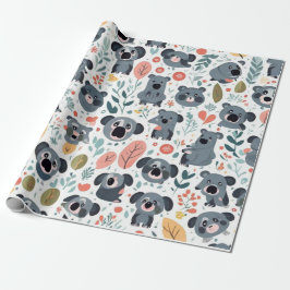 Niedliche Blume koalas Tiere Bäume Wrapping Paper Geschenkpapier
