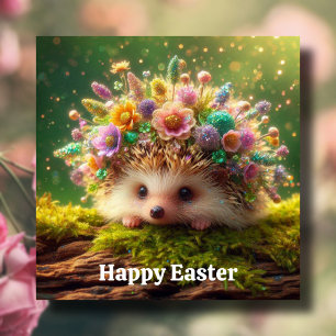 Niedliche Blume Kronen Igel Osterwünsche Feiertagskarte