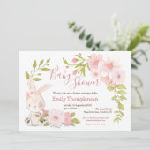 Niedliche Blume Leaf Rahmen Girl Babydusche Einladung (Stehend Vorderseite)