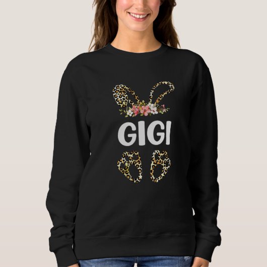 Niedliche Blume Leopard Gigi Bunny Ostermütter Da Sweatshirt (Vorderseite)