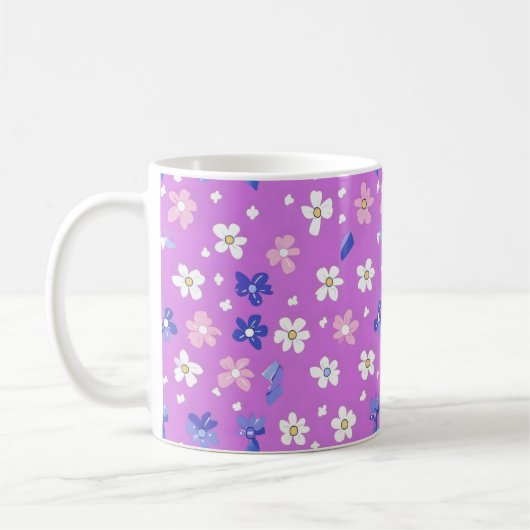 Niedliche Blume Lila Muster Kaffeetasse (Links)
