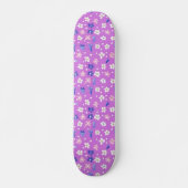 Niedliche Blume Lila Muster Skateboard (Vorne)