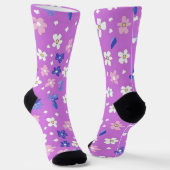 Niedliche Blume Lila Muster Socken (Gewinkelt)