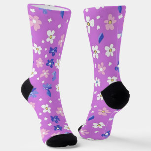 Niedliche Blume Lila Muster Socken