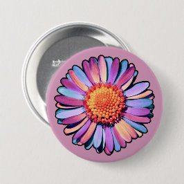 Niedliche Blume Lila Pink Blue Boho Daisy Bisexual Button
