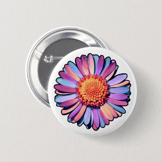 Niedliche Blume Lila Pink Blue Boho Daisy Bisexual Button (Vorne & Hinten)