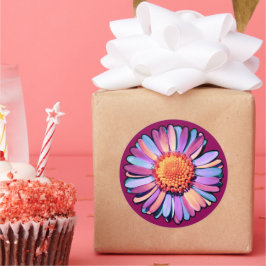 Niedliche Blume Lila Pink Blue Boho Daisy Bisexual Runder Aufkleber