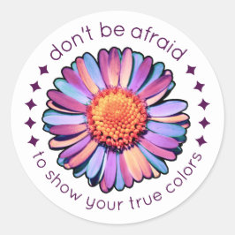 Niedliche Blume Lila Pink Blue Daisy Womens Bisexu Runder Aufkleber