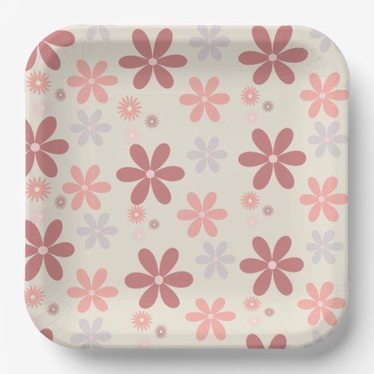 niedliche Blume Mädchen Glitzer Pappteller (Vorderseite)