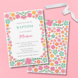 Niedliche Blume Mädchen Taufe Einladung