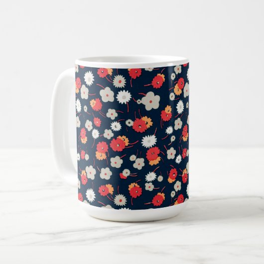 Niedliche Blume mit Blumenmuster Vintage Style Cup Kaffeetasse (Vorderseite Links)