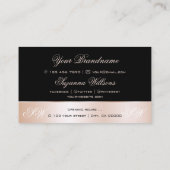 Niedliche Blume mit Monogram, Schwarze Rose Gold D Visitenkarte (Rückseite)