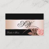 Niedliche Blume mit Monogram, Schwarze Rose Gold D Visitenkarte (Vorderseite)