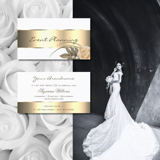 Niedliche Blume mit weißer Golddekoration Moderne Visitenkarte