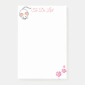 Niedliche Blume mit weißer Maus und rosa Post-it Klebezettel (Vorderseite)