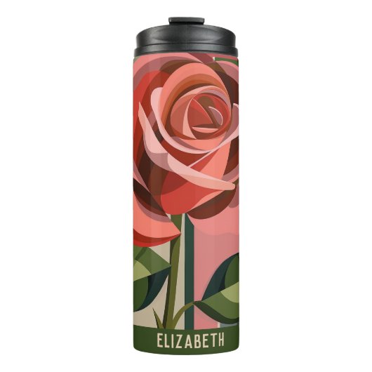 Niedliche Blume Monogram Floral Tumbler Thermosbecher (Vorderseite)