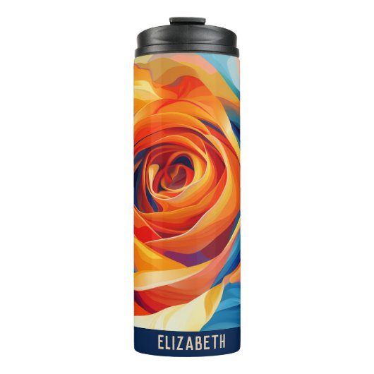 Niedliche Blume Monogram Rose Thermosbecher (Vorderseite)