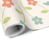 Niedliche Blume Muster Retro Floral Elegant Geschenkpapier (Rolleneckpunkt)