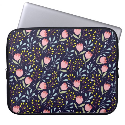 Niedliche Blume nahtlos Laptopschutzhülle (Vorderseite)
