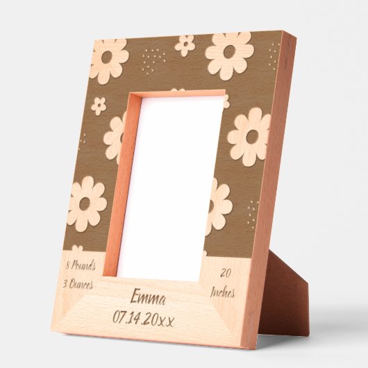 Niedliche Blume Name/Geburtsdatum Foto Geätzte Rahmen (Links)