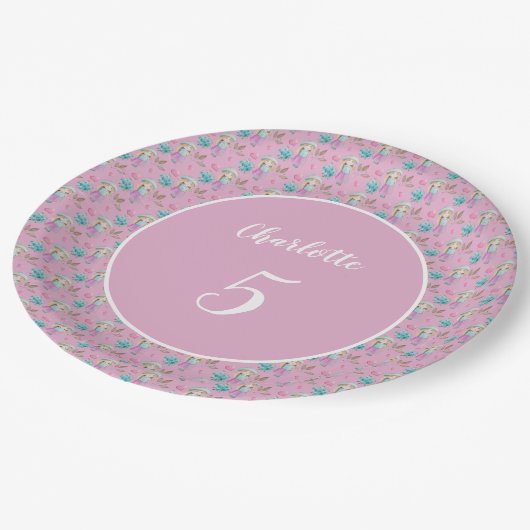 Niedliche Blume Pappteller (Schrägansicht)