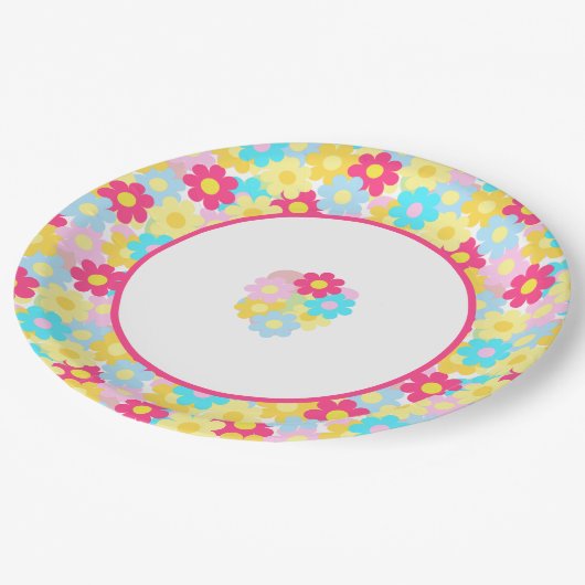 Niedliche Blume Pappteller (Schrägansicht)