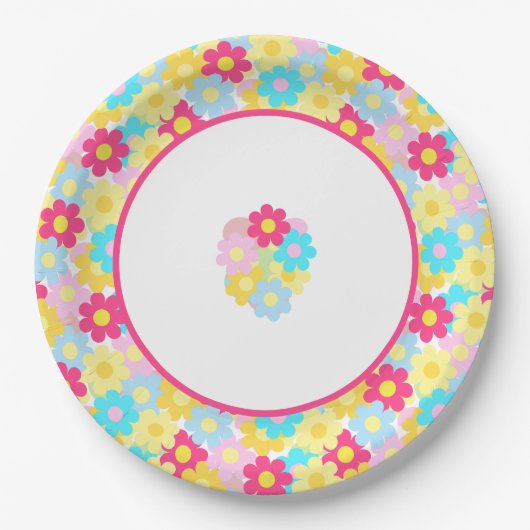 Niedliche Blume Pappteller (Vorderseite)