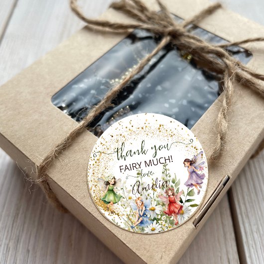 Niedliche Blume Pixie Fairies Glitzer Script Viele Runder Aufkleber