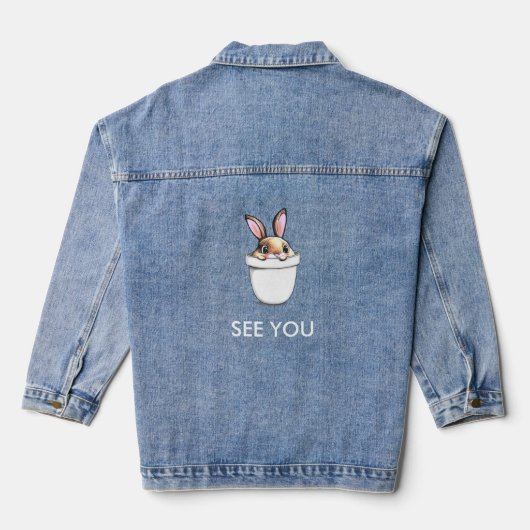 Niedliche Blume Pot Bunny Text Jeansjacke (Rückseite)