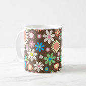 Niedliche Blume Power Muster Brown Kaffeetasse (Vorderseite Links)