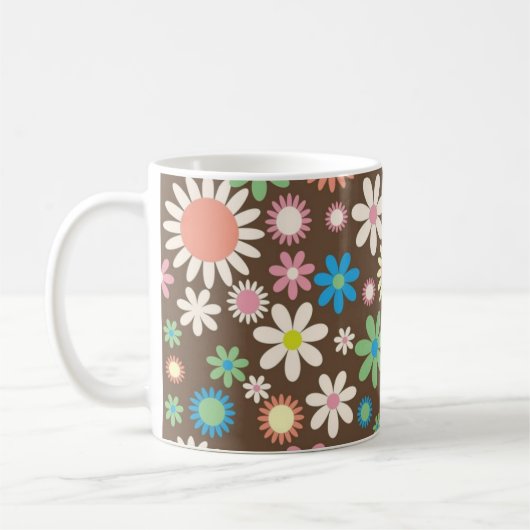 Niedliche Blume Power Muster Brown Kaffeetasse (Links)