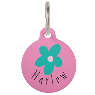 Niedliche Blume Power Personalisiert Hunde ID-Tag Haustiermarke