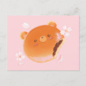 Niedliche Blume Sakura und Anpan Bear Painted Bäck Postkarte (Vorderseite)